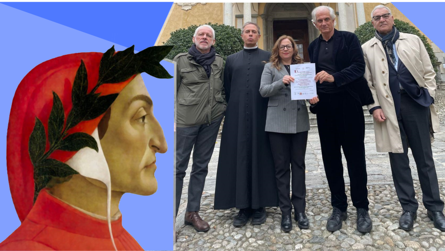 Immagine di locandina e foto di gruppo con al centro la professoressa Cerutti